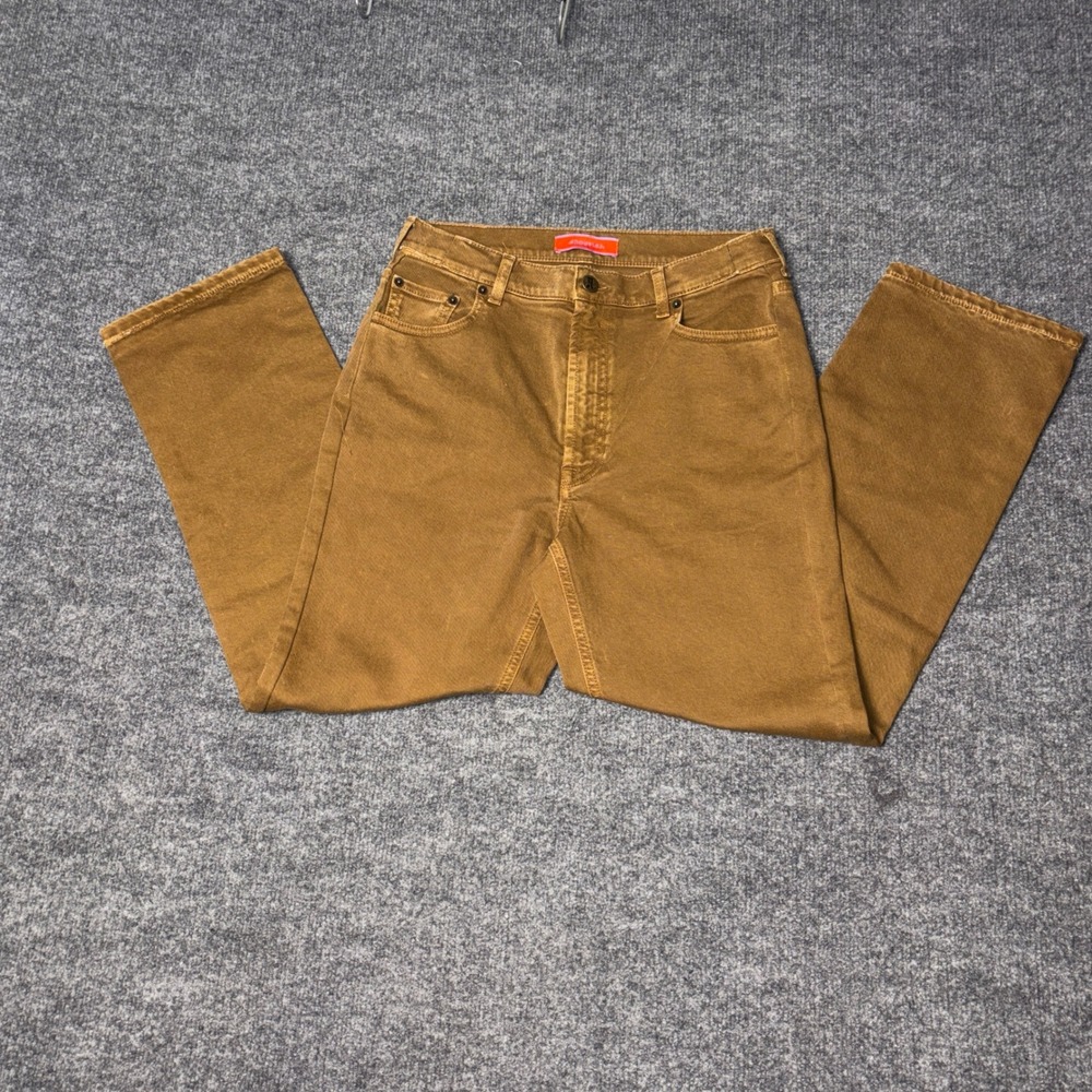 La Double Jeans Womens 31 Brown The Fancy Crop High Rise Made in Italy Designer